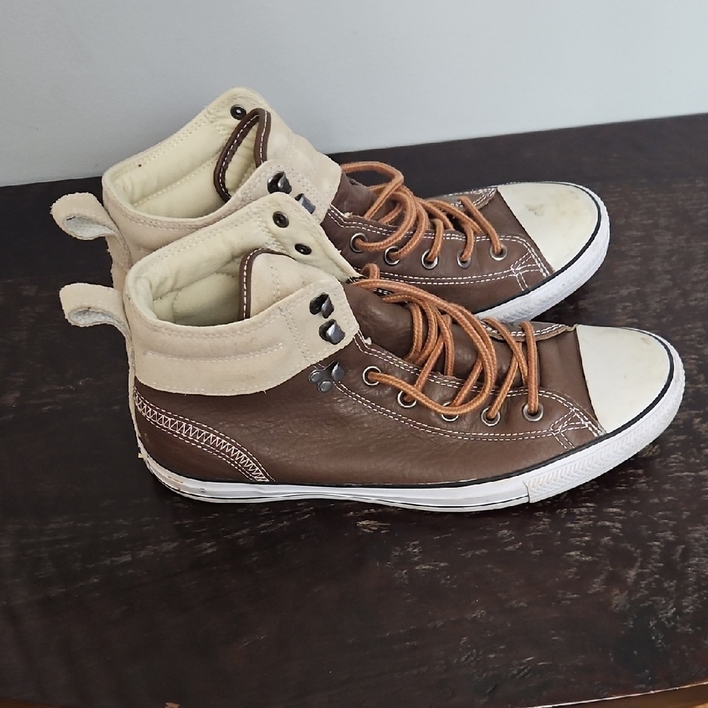 Converse Chuck Taylor ALL STARS, Brown and Cream High-Top Sneakers, 10 US - Picture 6 of 16